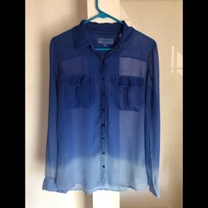 GUESS Silk Electric Ombré Blue Shirt